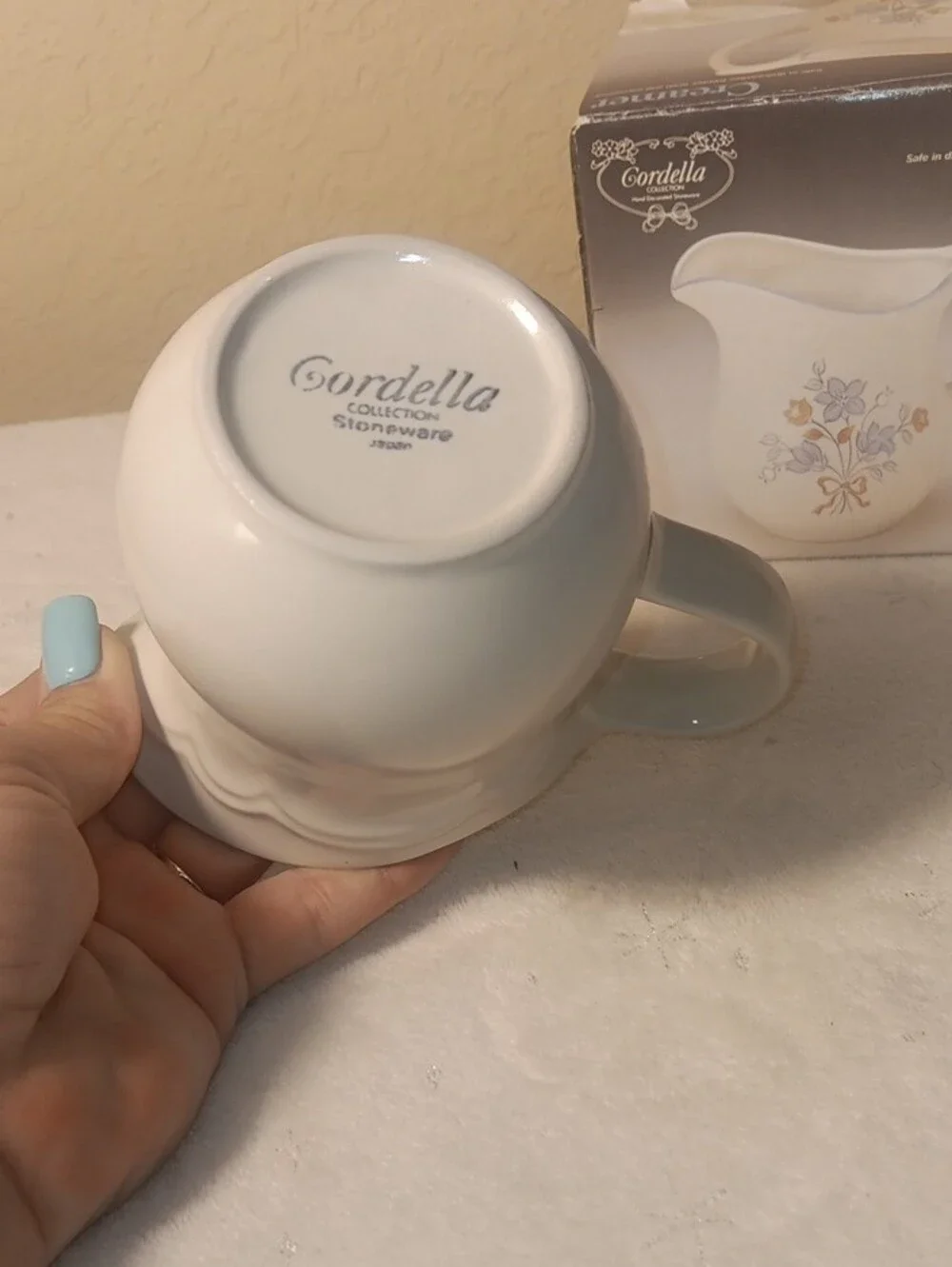 Vintage Cordella Collection Bluet Stoneware Creamer Pitcher With Original Box